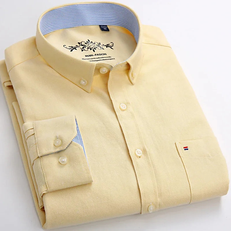 Qi Xiu Cai Classic Fit Cotton Mens Casual Shirt Pocket
