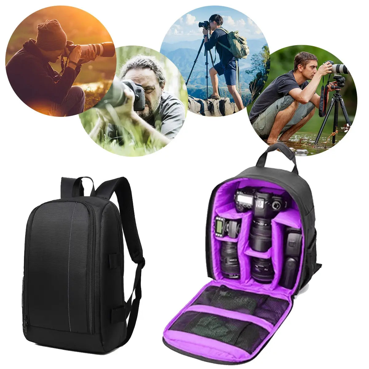 Fomscvka DSLR Camera Backpack Waterproof Large Capacity For Nikon And Sony