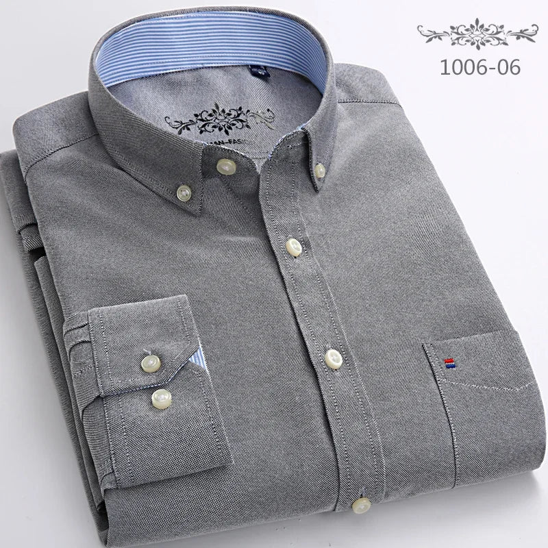 Qi Xiu Cai Classic Fit Cotton Mens Casual Shirt Pocket