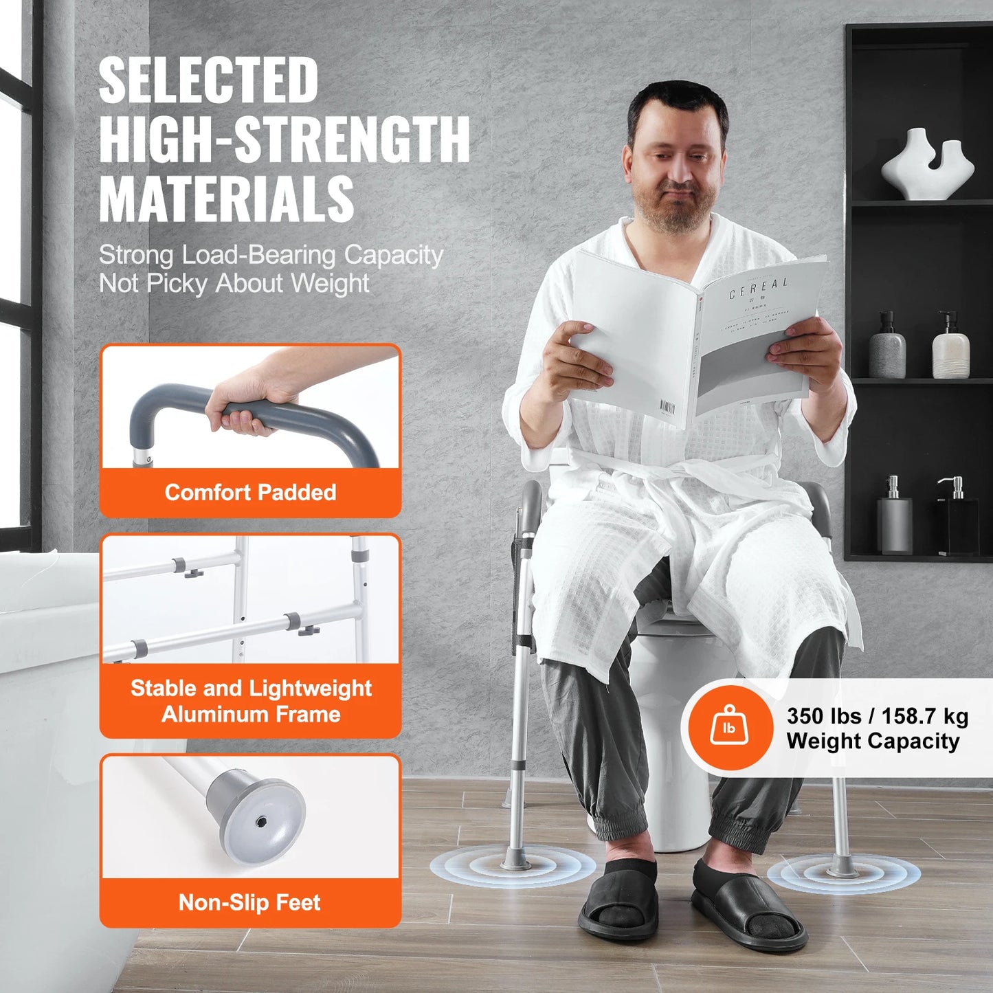 SucceBuy Raised Toilet Seat With Seven Position Height Adjustment