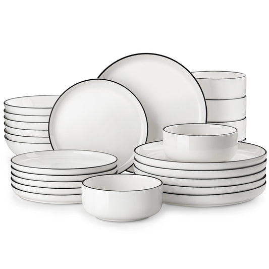 MALACASA Ceramic Dinnerware Set Porcelain Plates Bowls Service