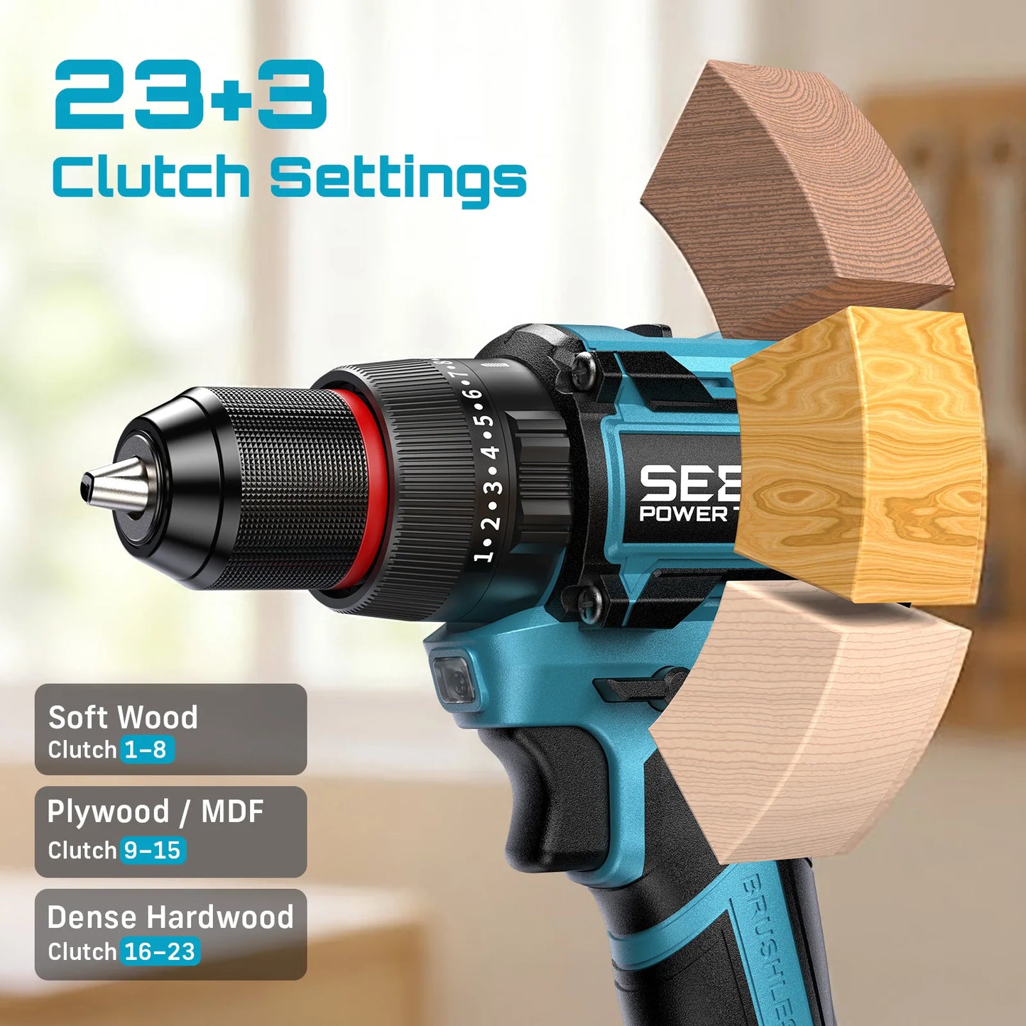 Seesii 21V Cordless Drill And Impact Driver Combo Kit