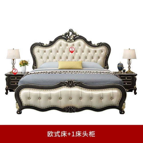 Luxury Modern Wood Bedroom Set With Leather Headboard Accent