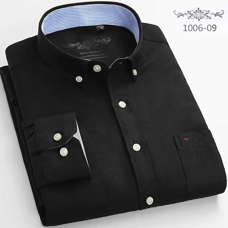Qi Xiu Cai Classic Fit Cotton Mens Casual Shirt Pocket