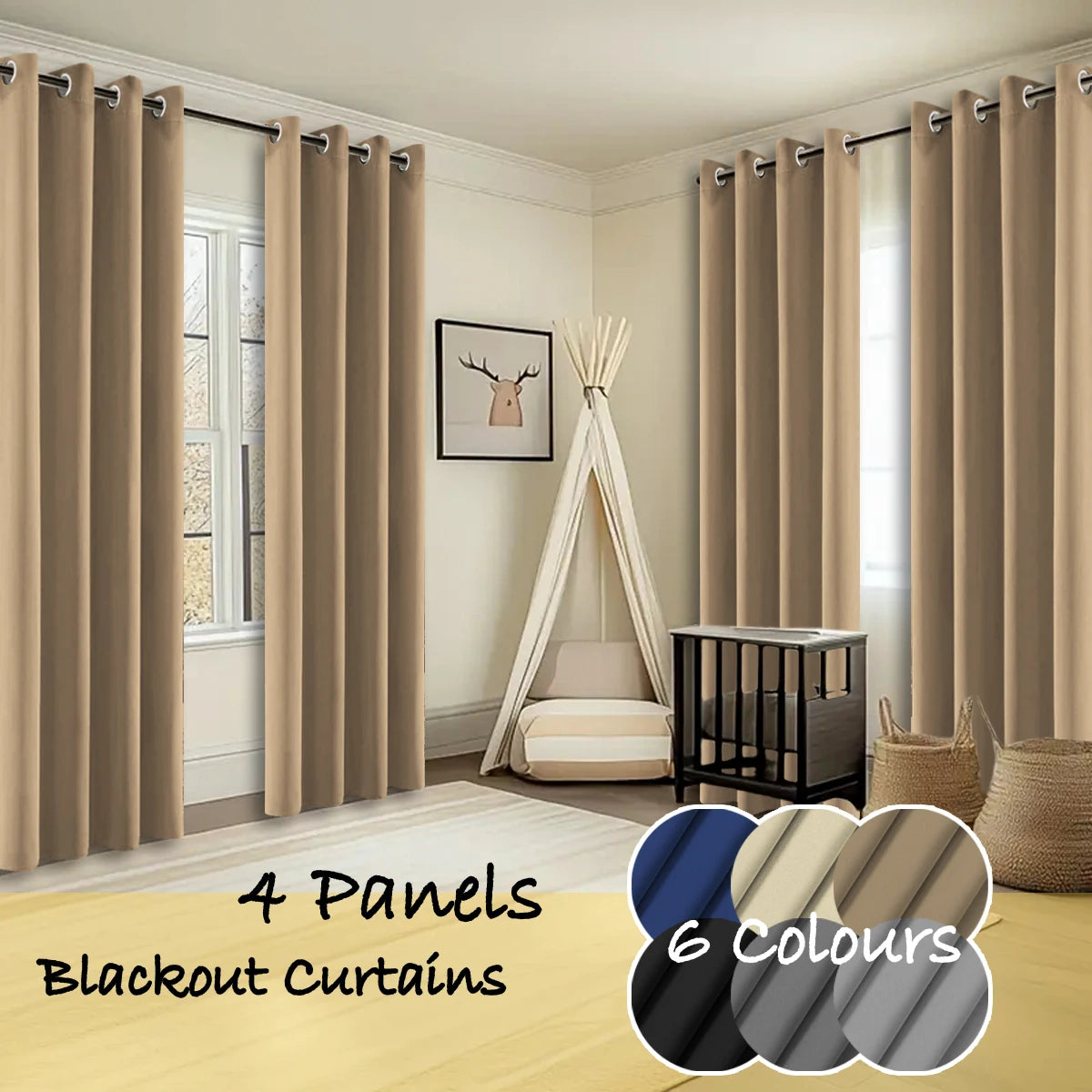Thermal Insulated Room Darkening Curtains Ring Top for Bedroom