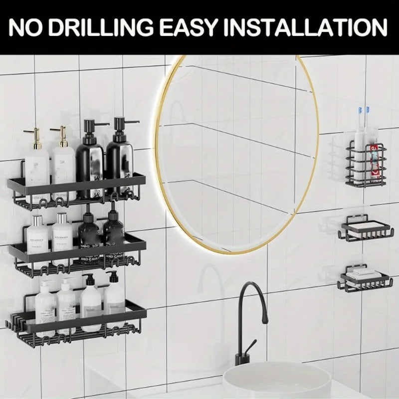 6 Pack Self Adhesive Shower Caddy Rack No Drilling