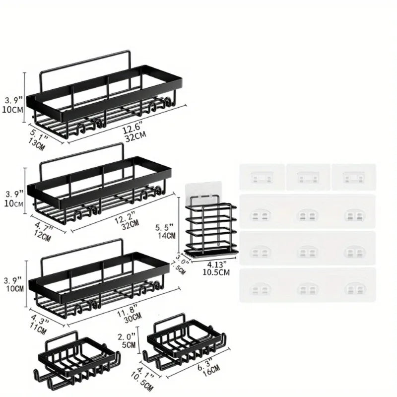 6 Pack Self Adhesive Shower Caddy Rack No Drilling