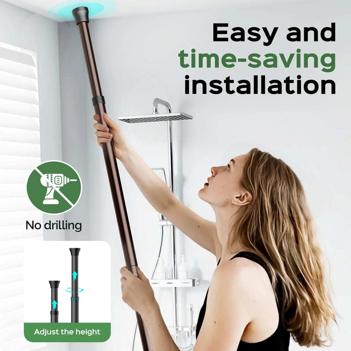 Rustproof 4 Tier Corner Shower Caddy With Tension Pole