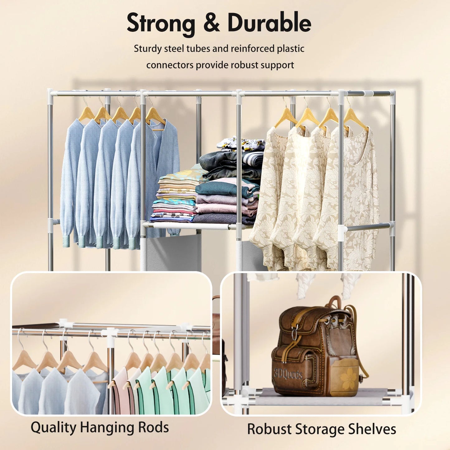 Closet Storage Portable Wardrobe Organizer Large Capacity Nonwoven Fabric