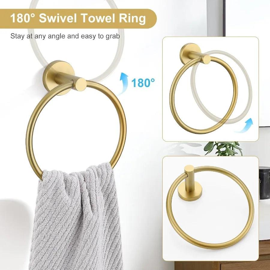 XIUWO 5 Piece Bathroom Accessories Set Stainless Steel Hardware