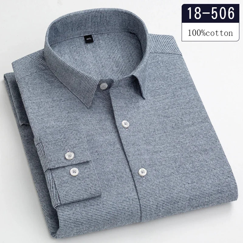 Qi Xiu Cai 100 Percent Cotton Houndstooth Mens Shirt