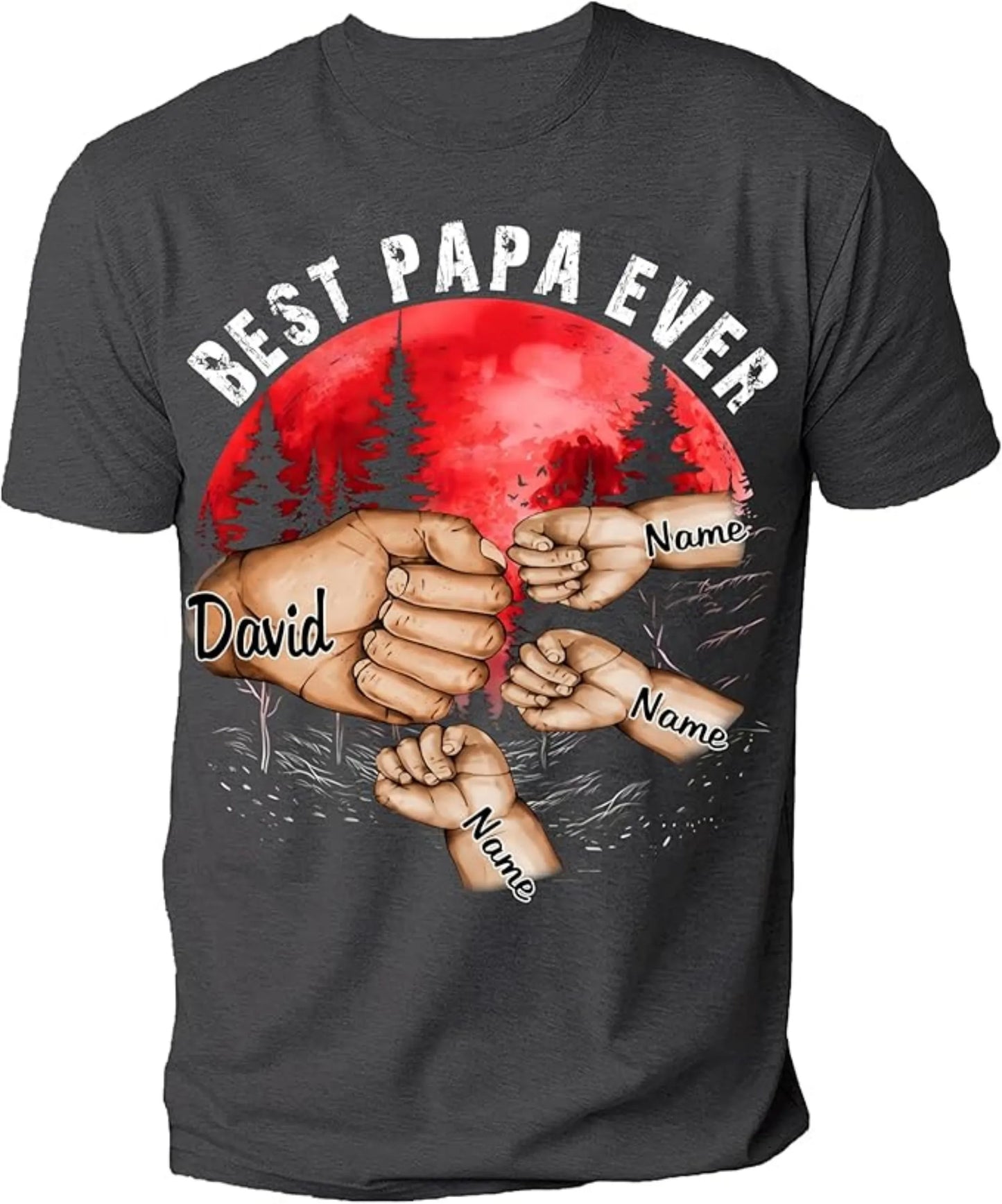 Personalized Best Grandpa Dad Ever Black Shirt With Kid Name Tee