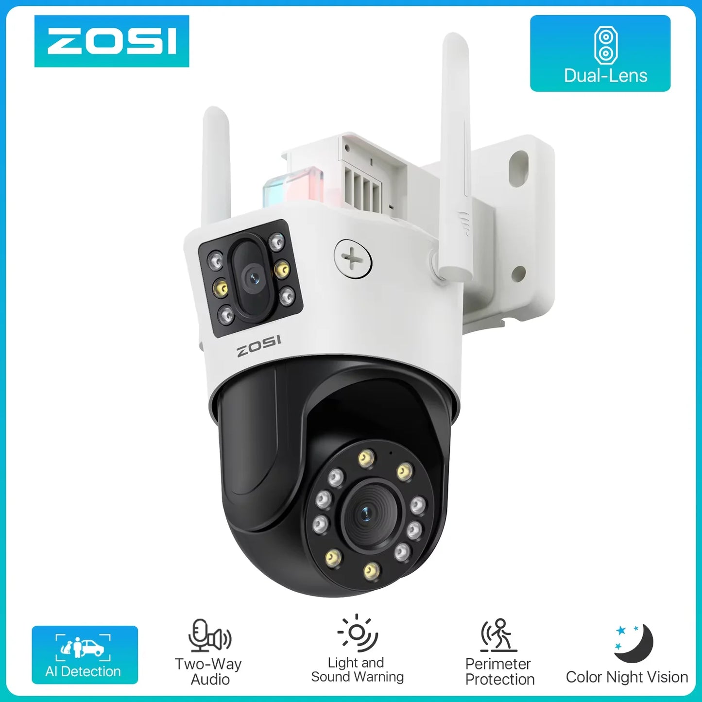 ZOSI C298 Max 4K 8MP Dual Lens Wired WiFi PTZ Security Camera Outdoor