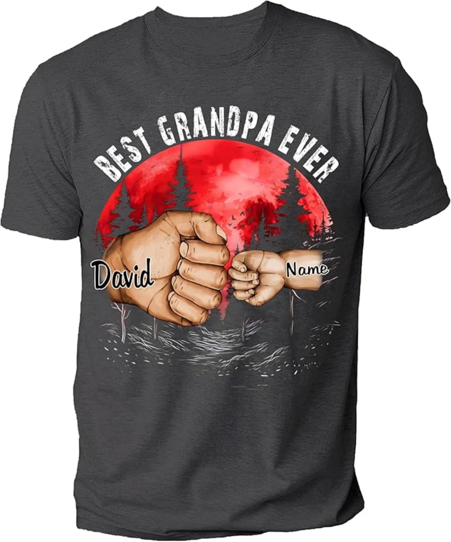 Personalized Best Grandpa Dad Ever Black Shirt With Kid Name Tee