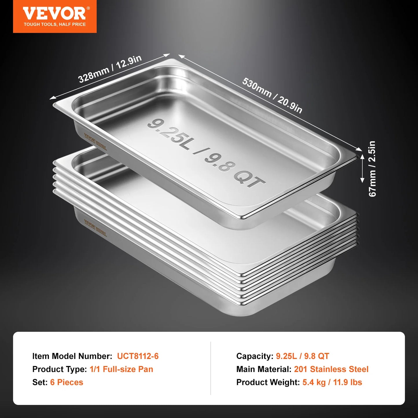 SucceBuy Stainless Steel Chafing Dishes Gastronorm Steam Table Pans