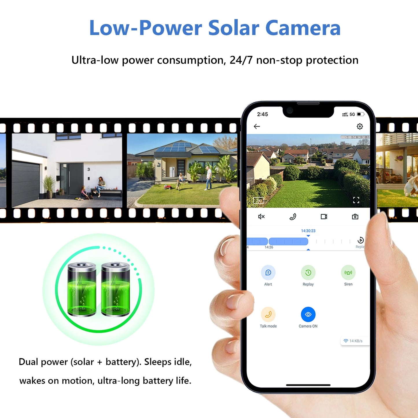 Wansview 2K Solar Wireless Outdoor Security Camera With Motion Detection