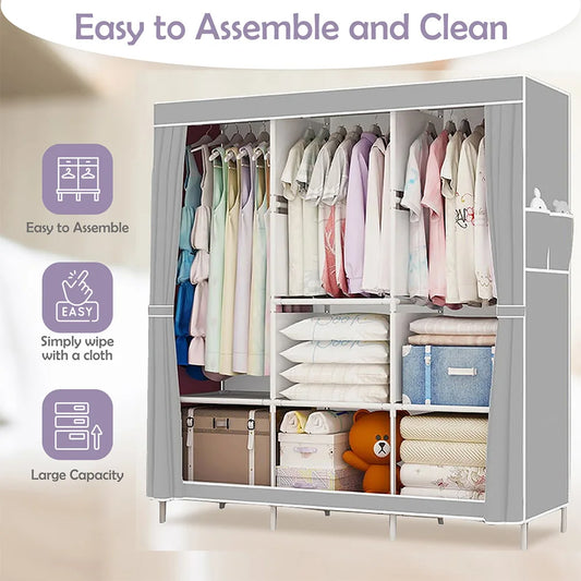 Closet Storage Portable Wardrobe Organizer Large Capacity Nonwoven Fabric