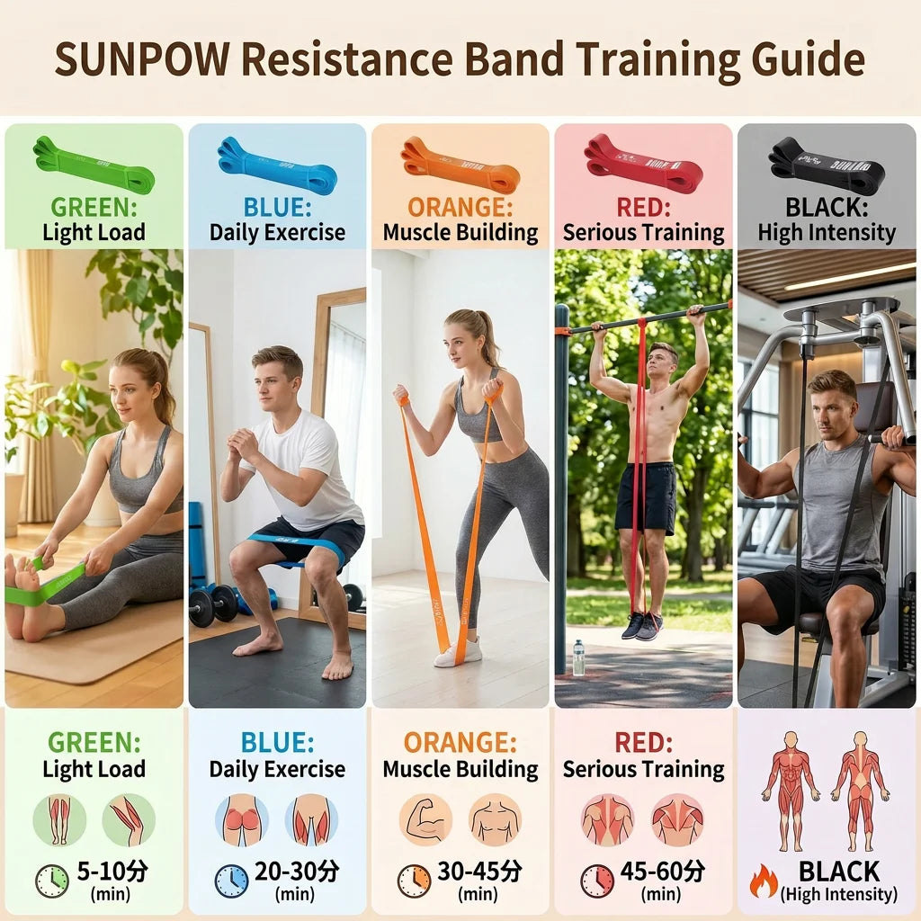 SUNPOW Pull Up Bands Set Of 5 Heavy Duty Resistance