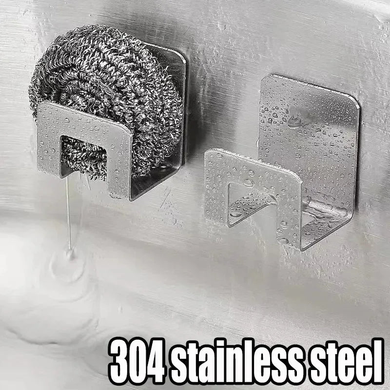 Stainless Steel Kitchen Sink Sponge Holder Rack Self Adhesive Drainer