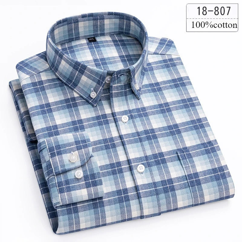 Qi Xiu Cai 100 Percent Cotton Houndstooth Mens Shirt