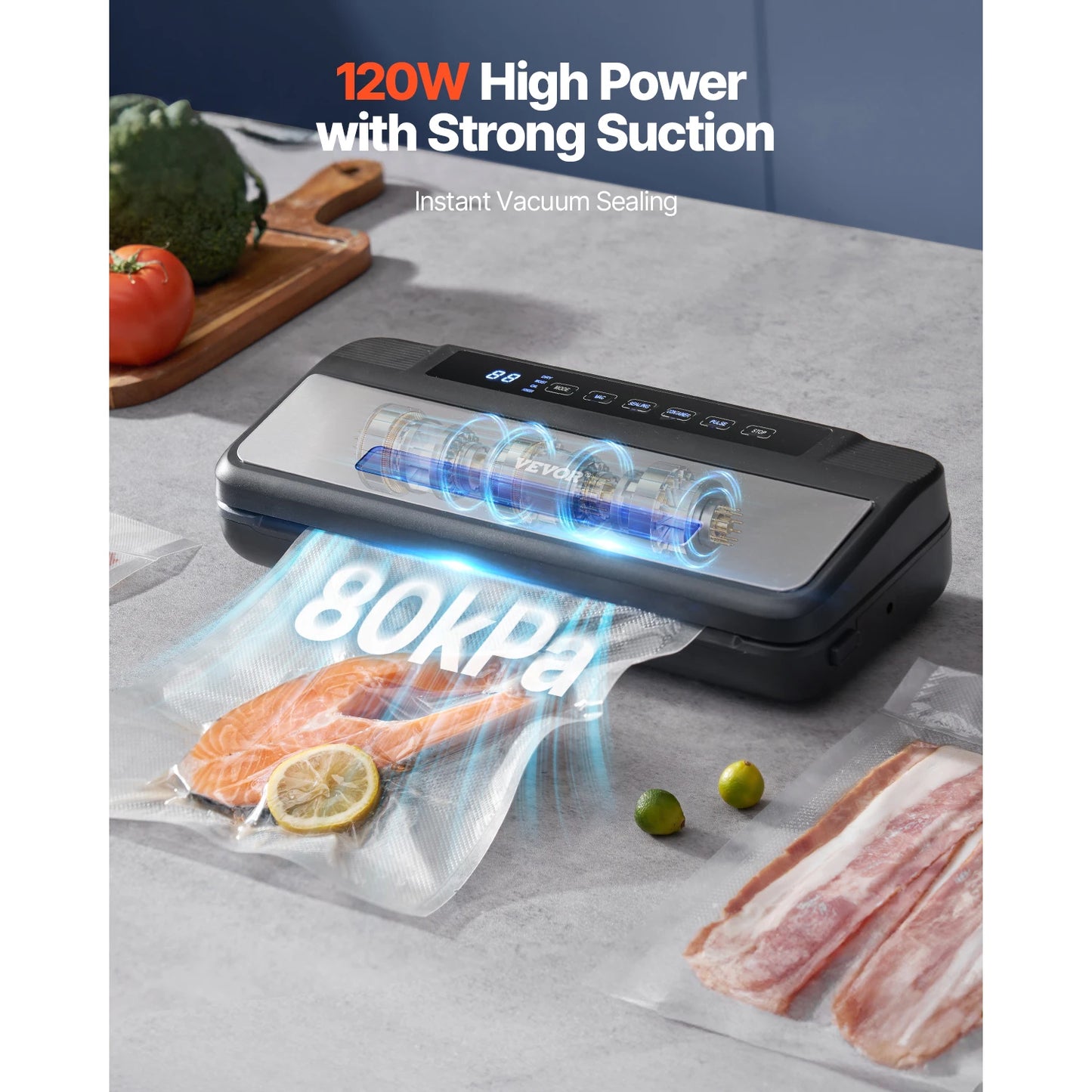 SucceBuy 80KPa 120W Electric Vacuum Sealer Machine 7 In 1 Dry And Wet Sealer