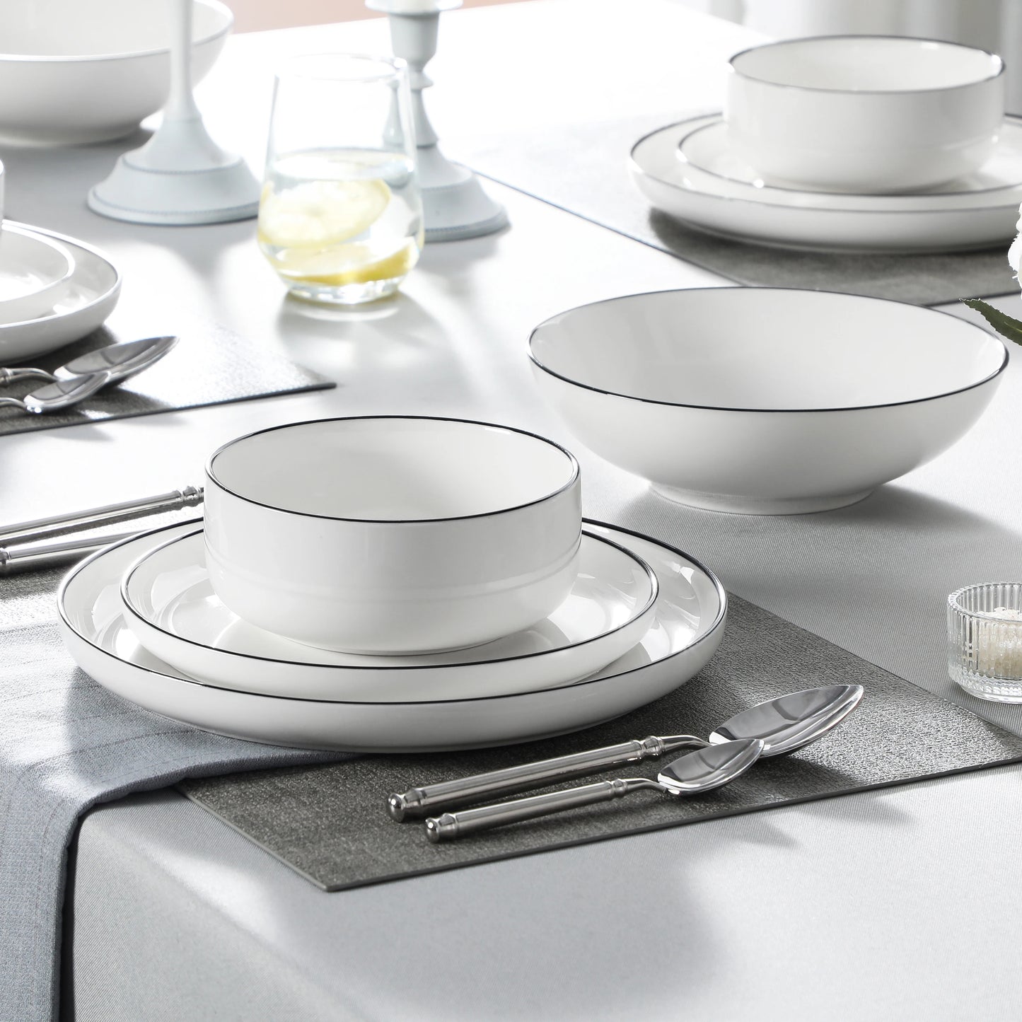 MALACASA Ceramic Dinnerware Set Porcelain Plates Bowls Service