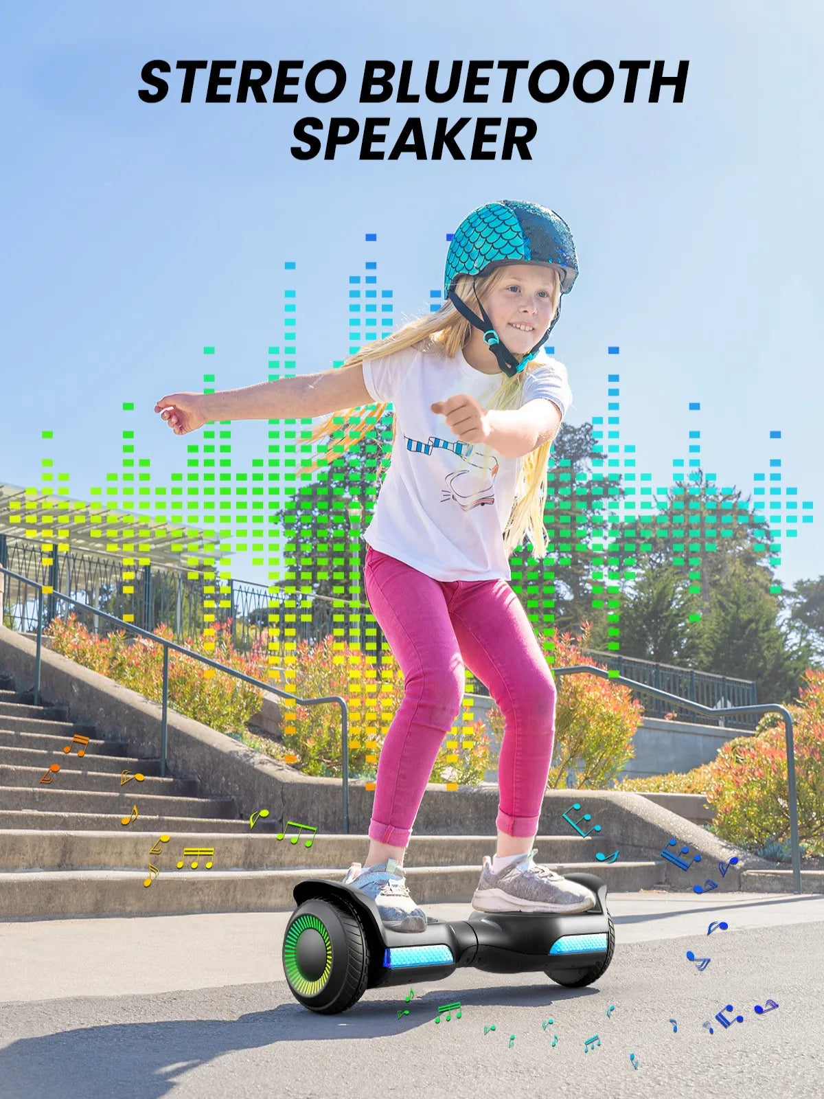 GYROOR Kids Self Balancing Hoverboard All-Terrain With LED Lights Bluetooth