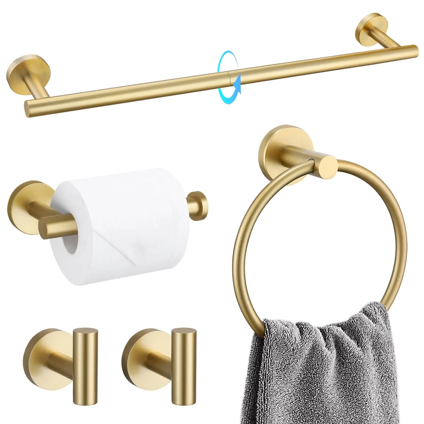 XIUWO 5 Piece Bathroom Accessories Set Stainless Steel Hardware