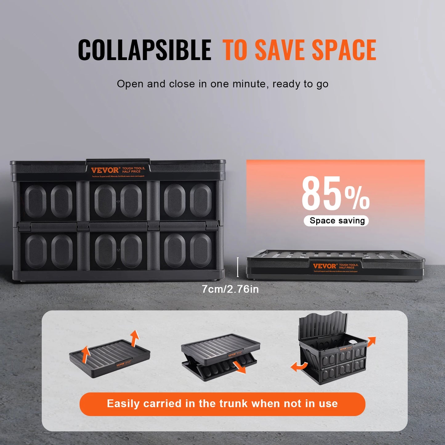 Three Pack Collapsible Storage Bins With Lids Stackable Utility Boxes
