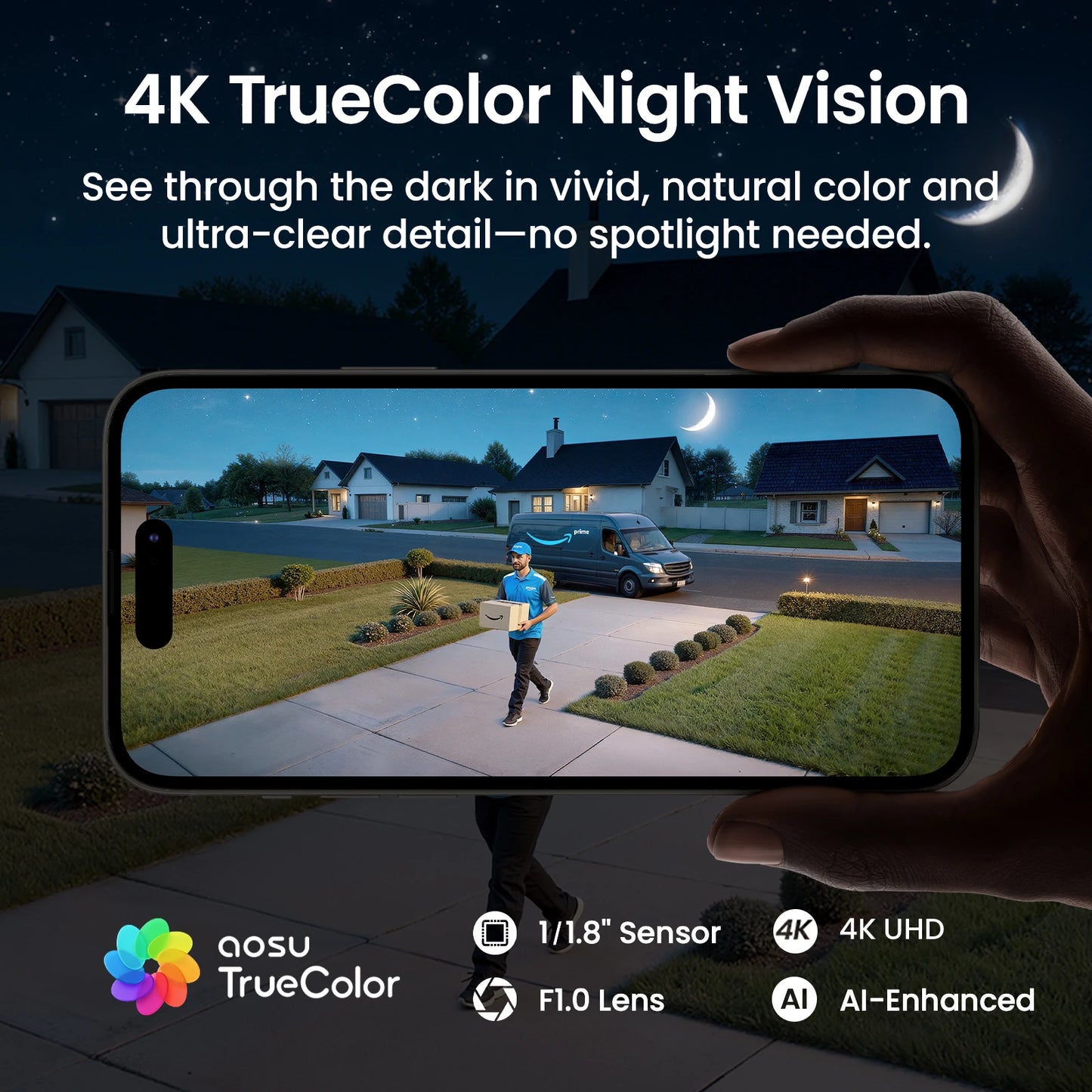 AOSU Ultra 8MP Solar Wireless Outdoor Camera AI Night Vision