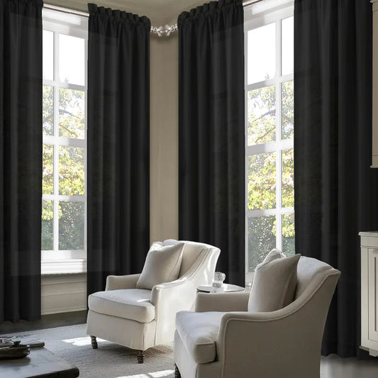 SABALANICA Light Filtering Curtains 4 Panels Rod Pocket Polyester