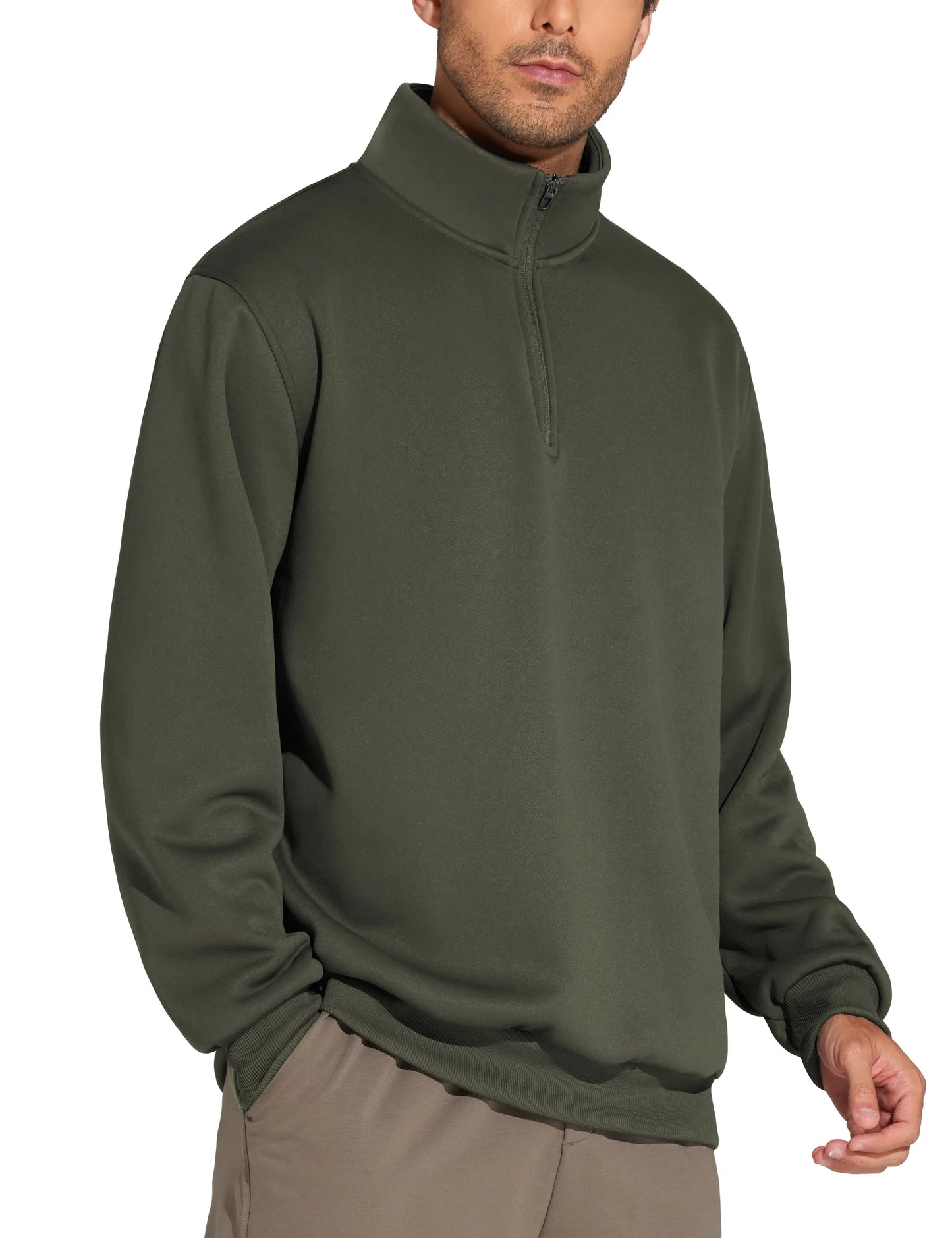 The Gym People Men Long Sleeve Half Zip Sweatshirt