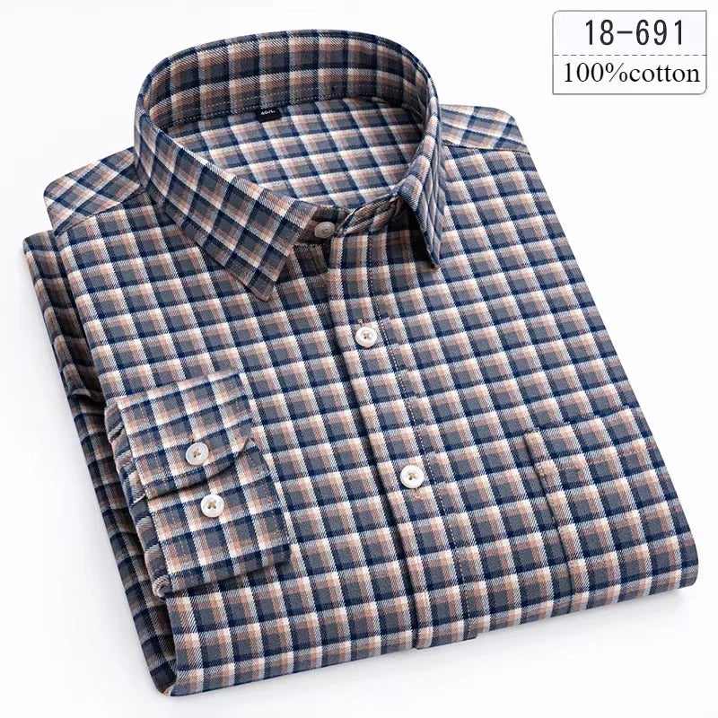 Qi Xiu Cai 100 Percent Cotton Houndstooth Mens Shirt