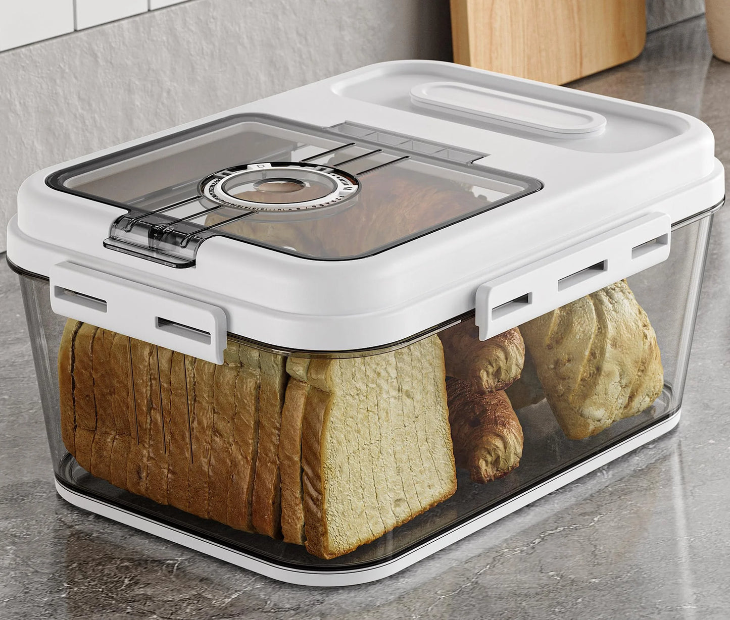 Bread Box Airtight Storage Container With Lid For Kitchen Countertop