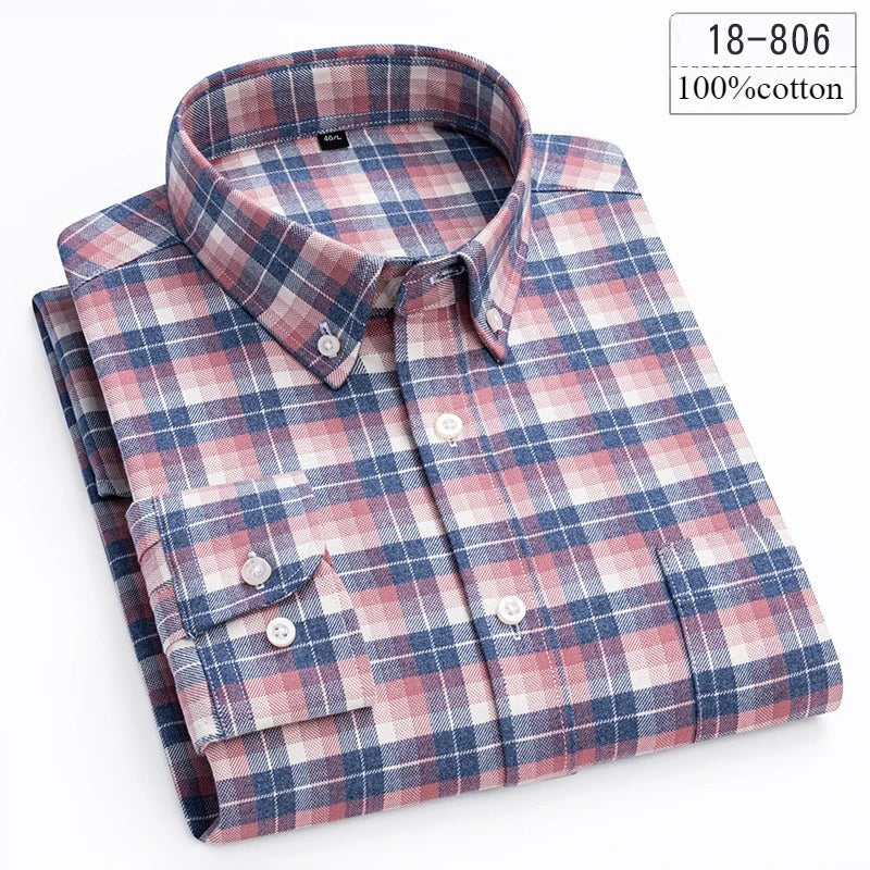 Qi Xiu Cai 100 Percent Cotton Houndstooth Mens Shirt