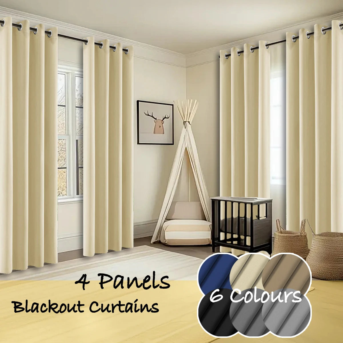 Thermal Insulated Room Darkening Curtains Ring Top for Bedroom