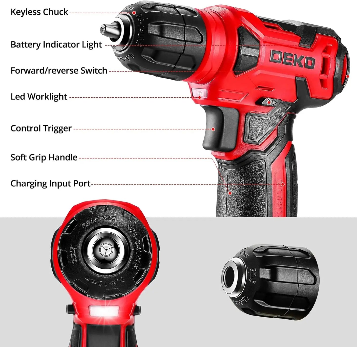 DEKO 8V Cordless Drill Tool Set 126 Home Workshop Kit