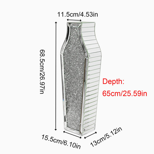 Luxury Crushed Diamond Mirrored Floor Vase Glass