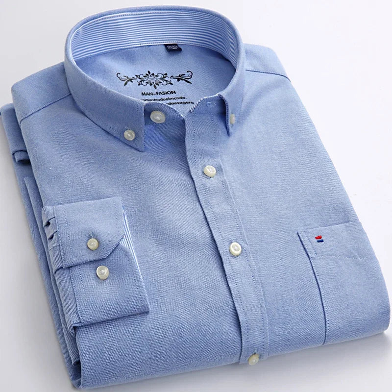 Qi Xiu Cai Classic Fit Cotton Mens Casual Shirt Pocket
