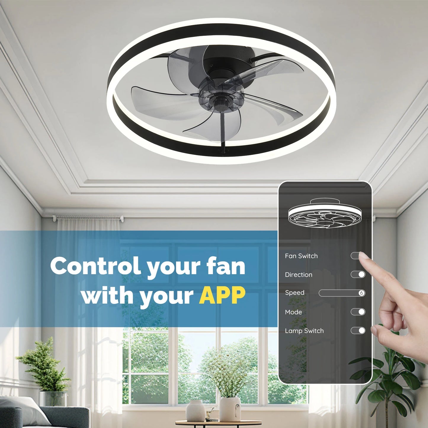 Orison Ceiling Fan With Remote Control Flush Mount Indoor LED Dimmable