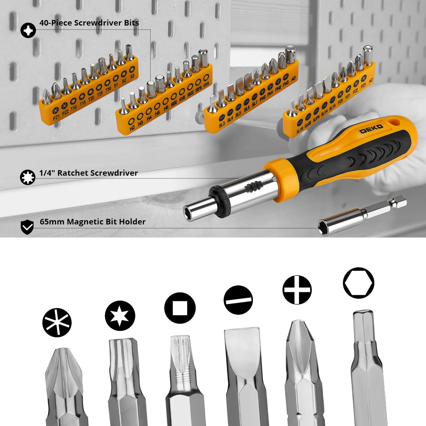DEKOPRO 228 Piece Socket Wrench Auto Repair Tool Set With Plastic Toolbox