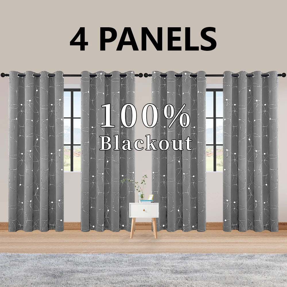 Blackout Curtains Grommet Thermal Insulated Room Darkening For Bedroom