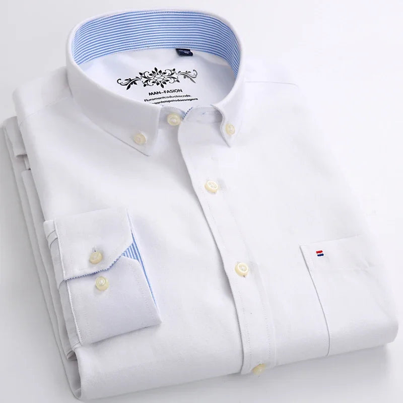 Qi Xiu Cai Classic Fit Cotton Mens Casual Shirt Pocket