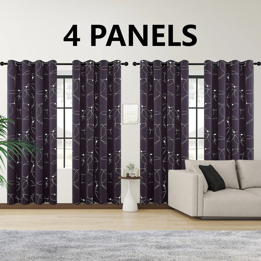 Blackout Curtains Grommet Thermal Insulated Room Darkening For Bedroom