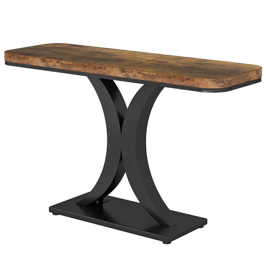 Tribesigns Industrial Console Table With Geometric Base Rustic Hallway Accent