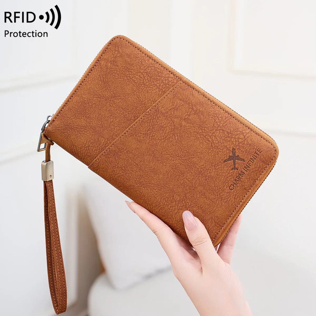 YIYUEQIANLI RFID Blocking Passport Wallet Travel Document Organizer