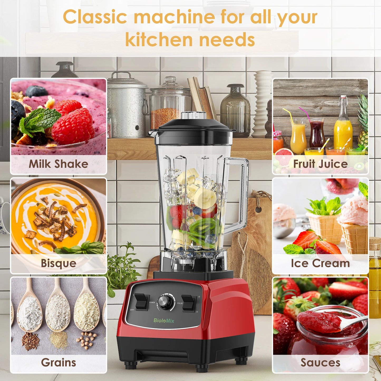 Biolomix 3HP 2200W High Power Heavy Duty Commercial Blender Mixer Juicer