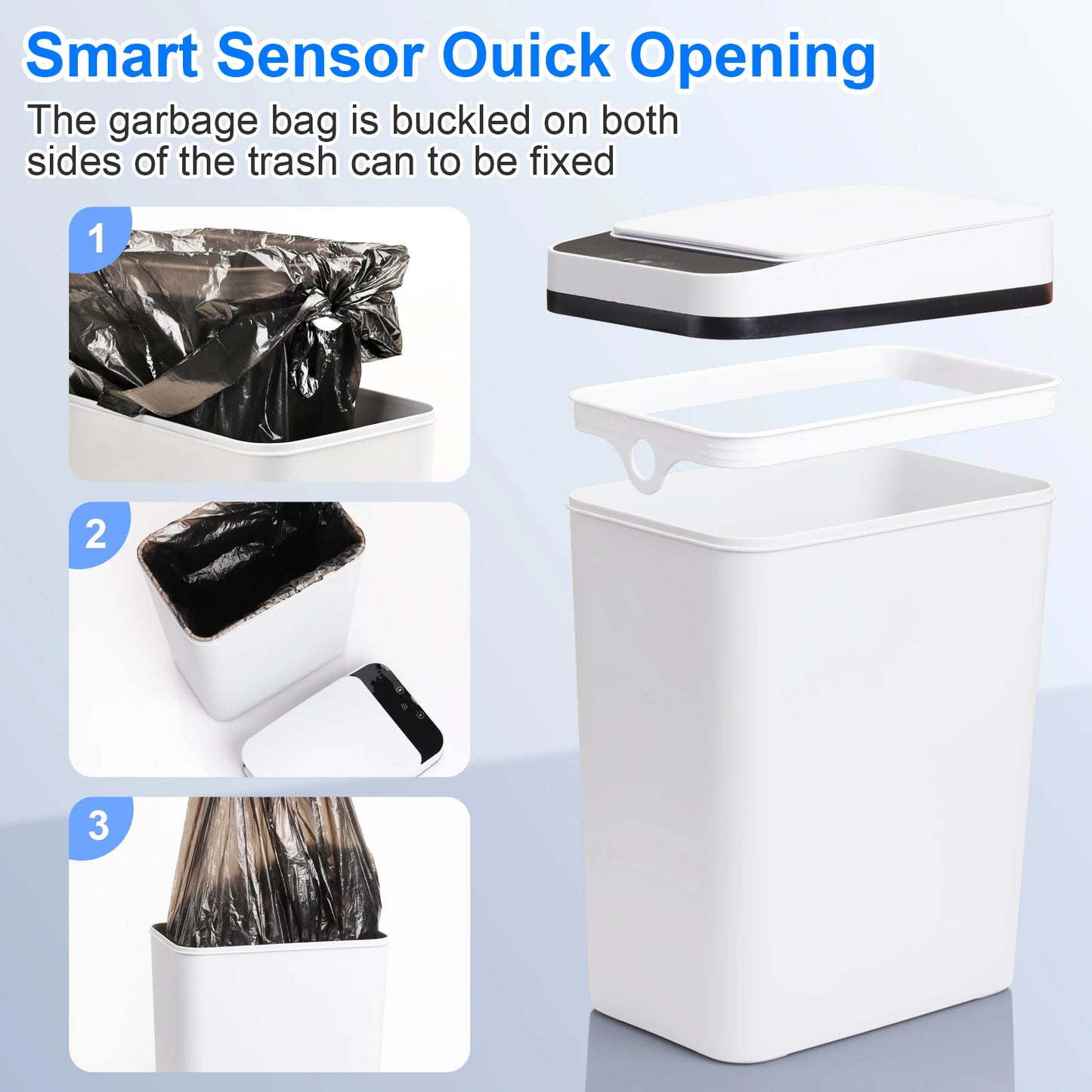 2 Pack 12L Slim Touchless Motion Sensor Bathroom Trash Cans
