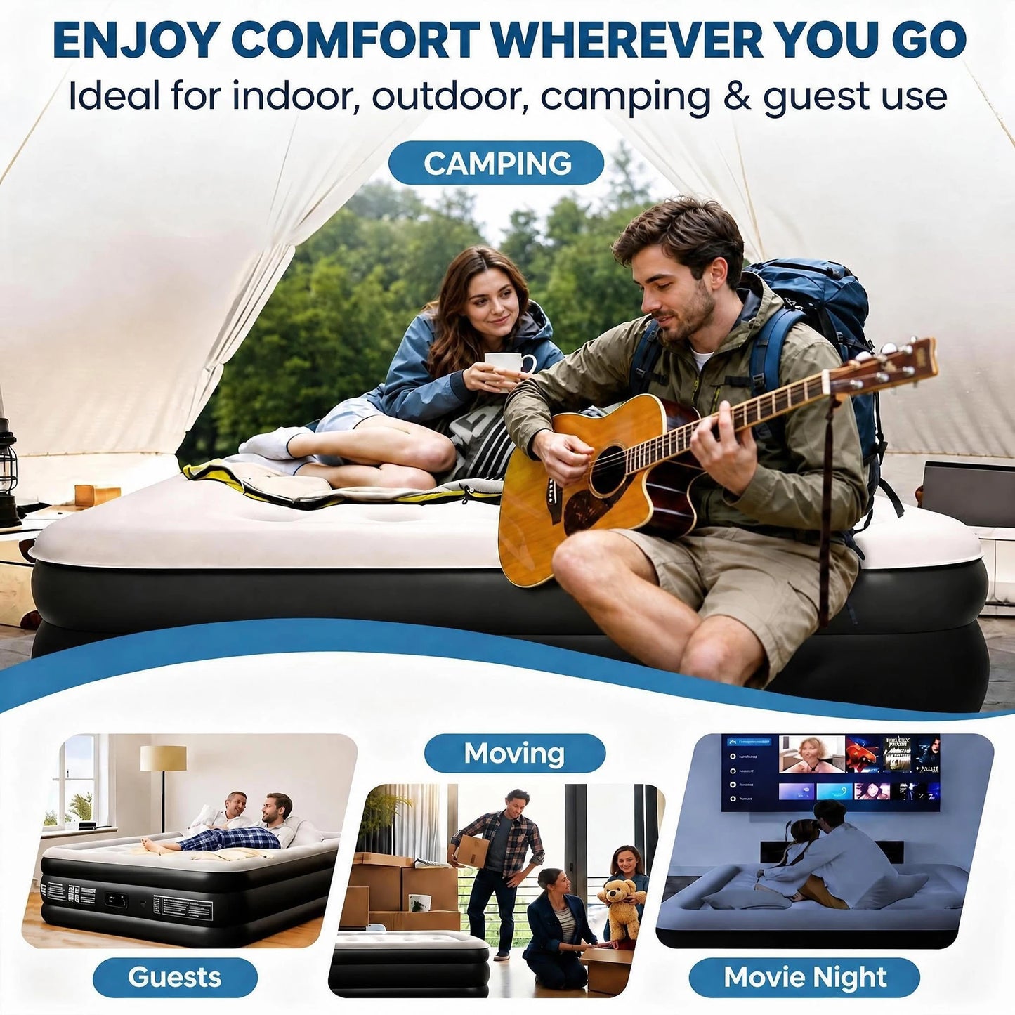 HiMISS Twin Queen Air Mattress With Built In Pump Inflate
