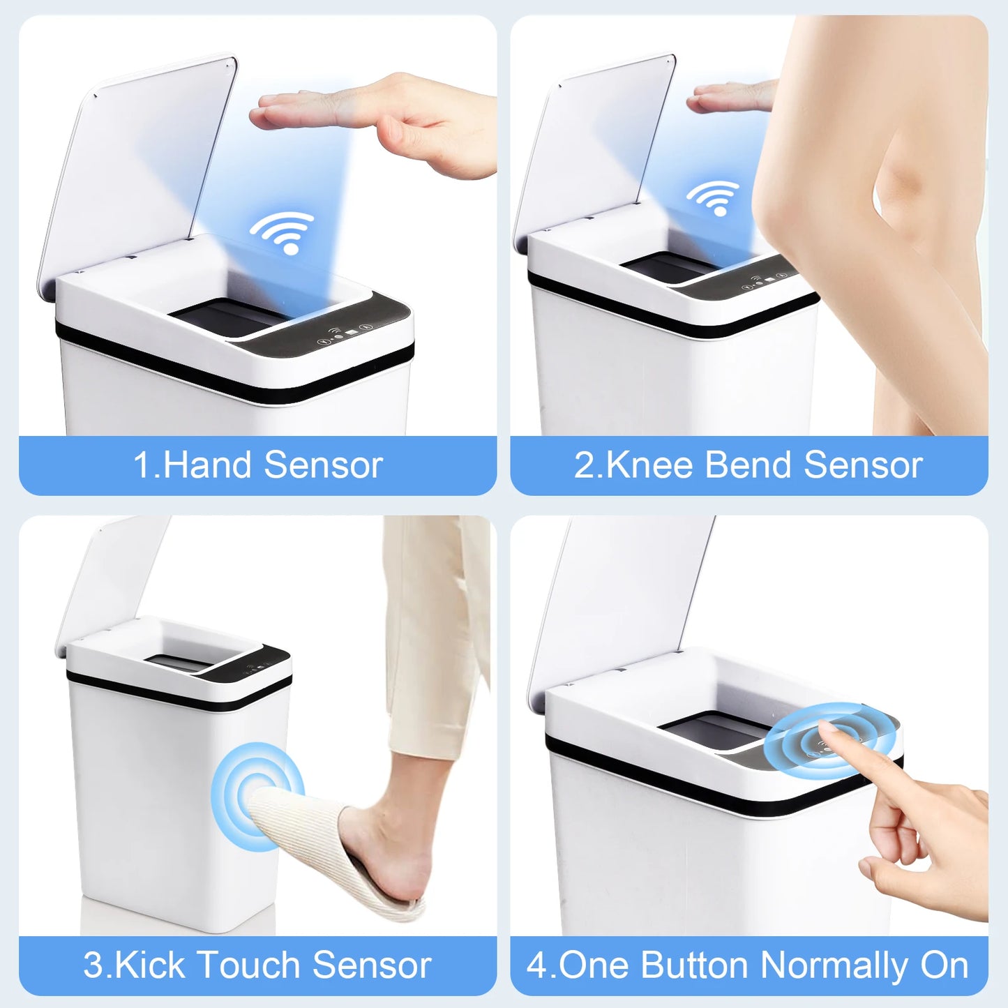 2 Pack 12L Slim Touchless Motion Sensor Bathroom Trash Cans
